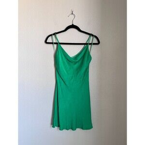 Zara Satin Drape Neck Mini Dress in Green Size SMALL